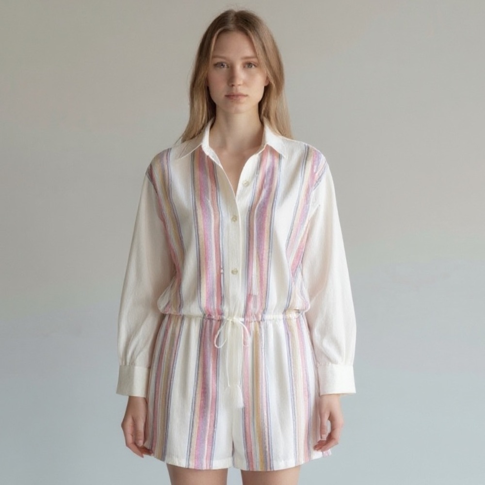 Rails Elodie Pallisades Striped Shirt Dress‎ Oversized Boho Beach Coverup Small